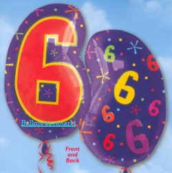 Zahl 6, Zahlenballon Geburtstag und Kindergeburtstag